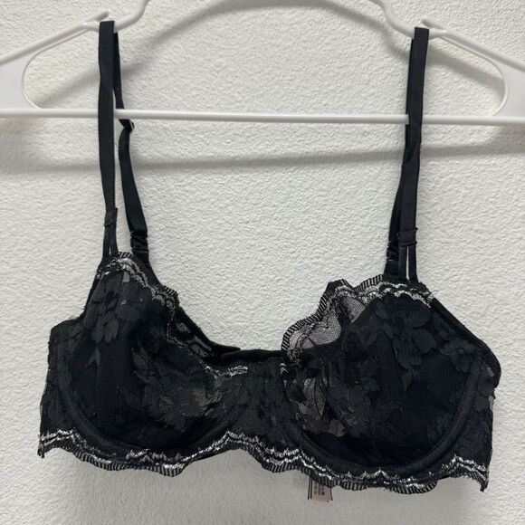 Victoria's Secret Dream Angels Push-up without Padding Bra 32C Black Lace - Picture 1 of 5